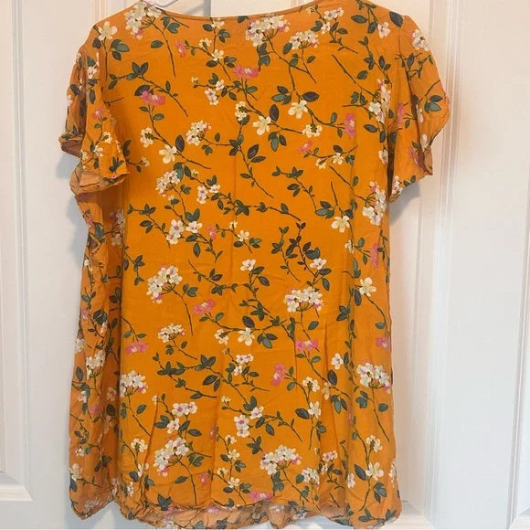 Savanna Jane Women's Top Blouse 2X Embroidered Floral Yellow Flowy Whimsical - Picture 2 of 8